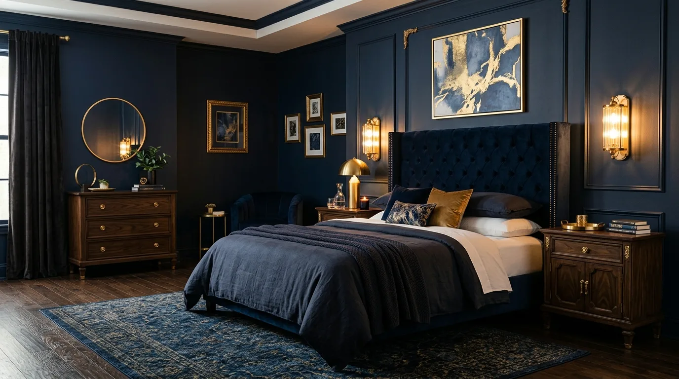 Layer in warm lighting for 14 Moody Bedroom Ideas for a Dramatic and Cozy Vibe