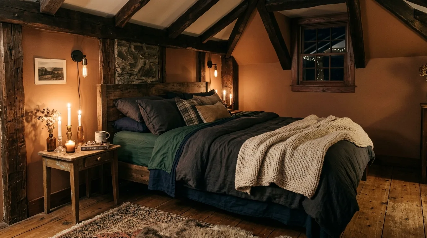 Use rich bedding textures for 14 Moody Bedroom Ideas for a Dramatic and Cozy Vibe