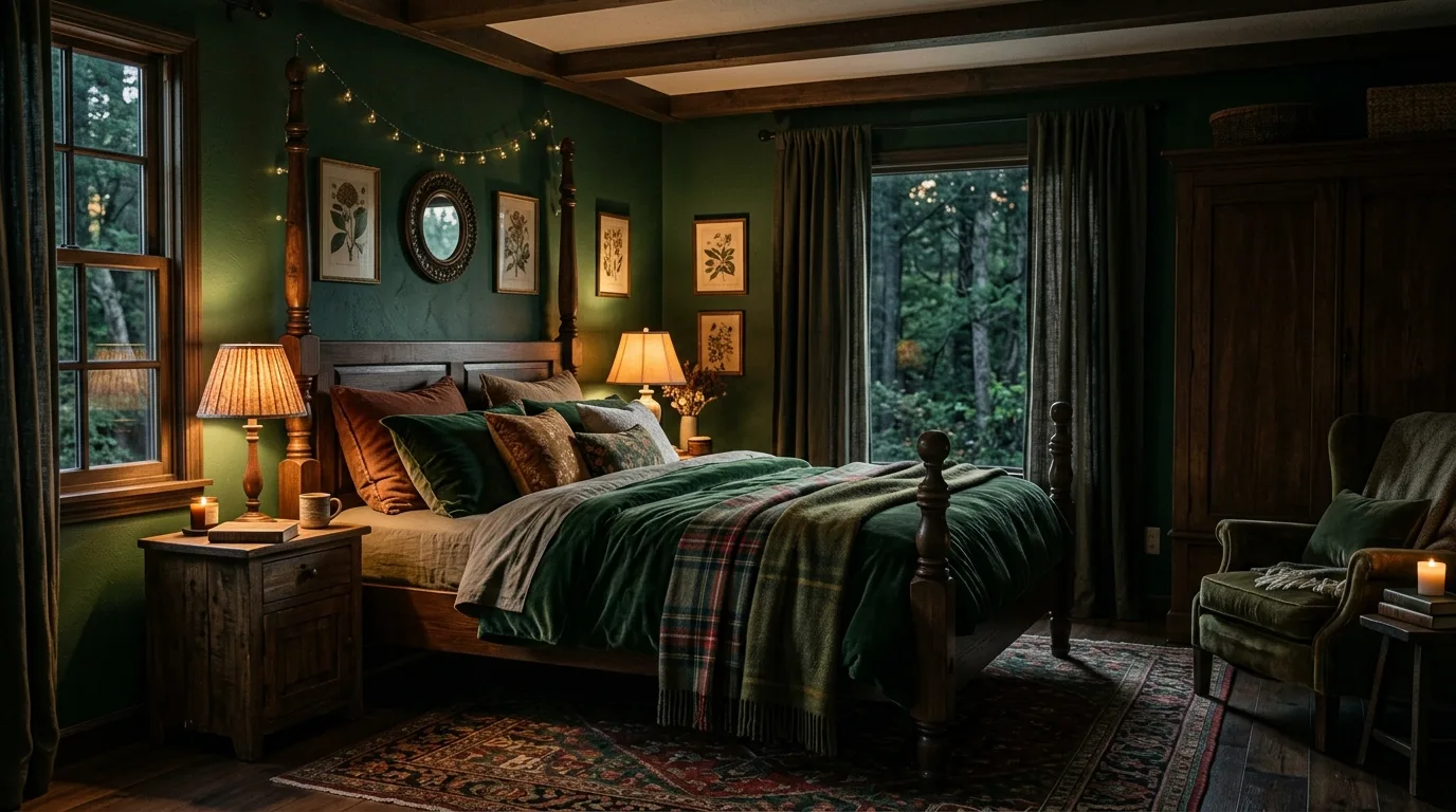 Layer velvet, linen, and knits for 11 Moody Bedroom Ideas with Dark Paint Colors and Texture