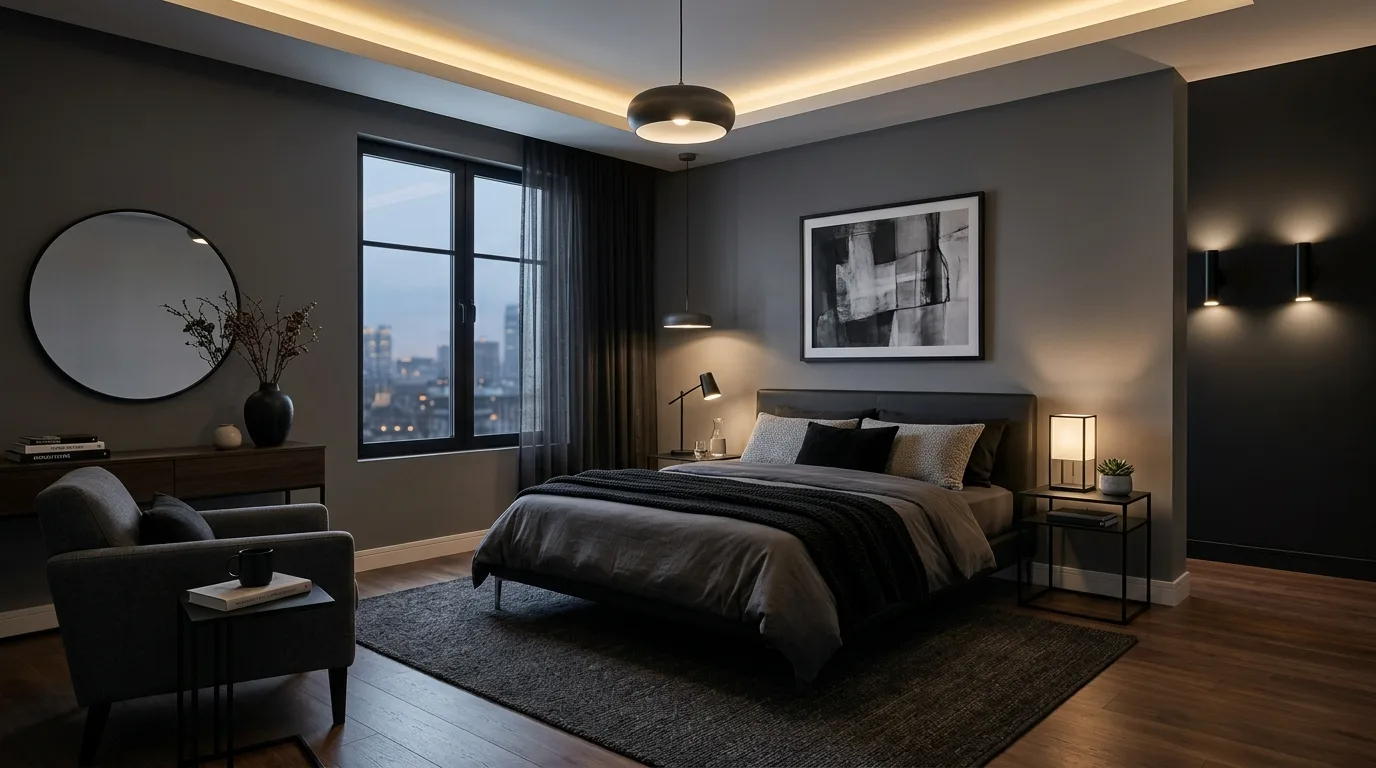 Give guests somewhere to set things down for 13 Tips for Styling a Moody Guest Bedroom for Visitors