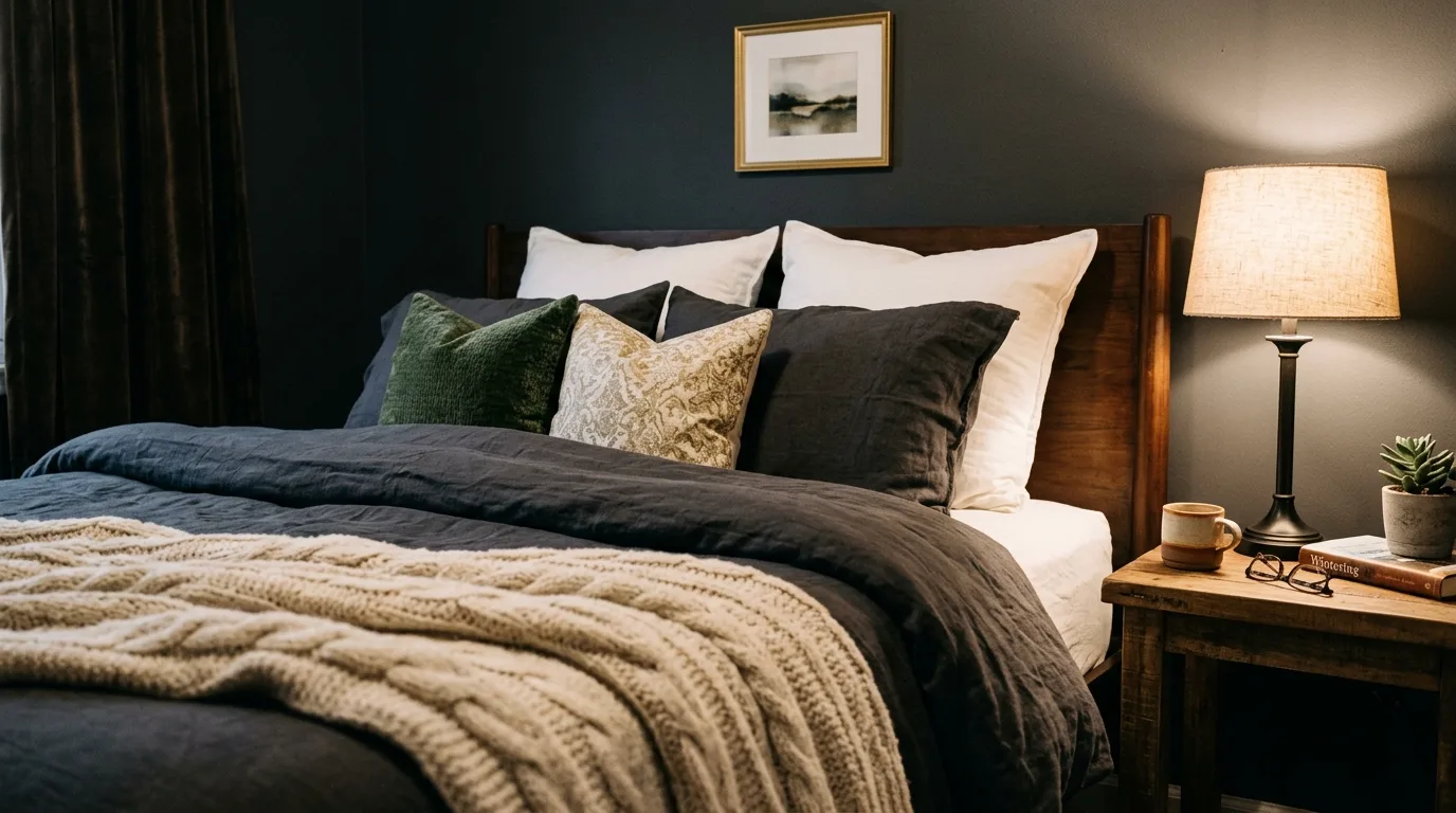 Use warm bedside lighting for 13 Tips for Styling a Moody Guest Bedroom for Visitors