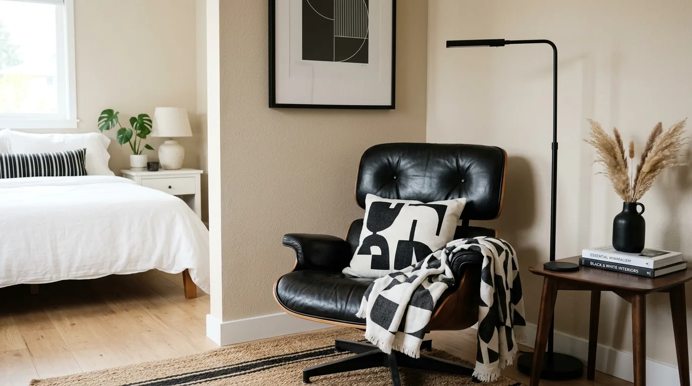 Add metallic accents sparingly for 11 Neutral Beige and Black Bedroom Ideas for Timeless Contrast