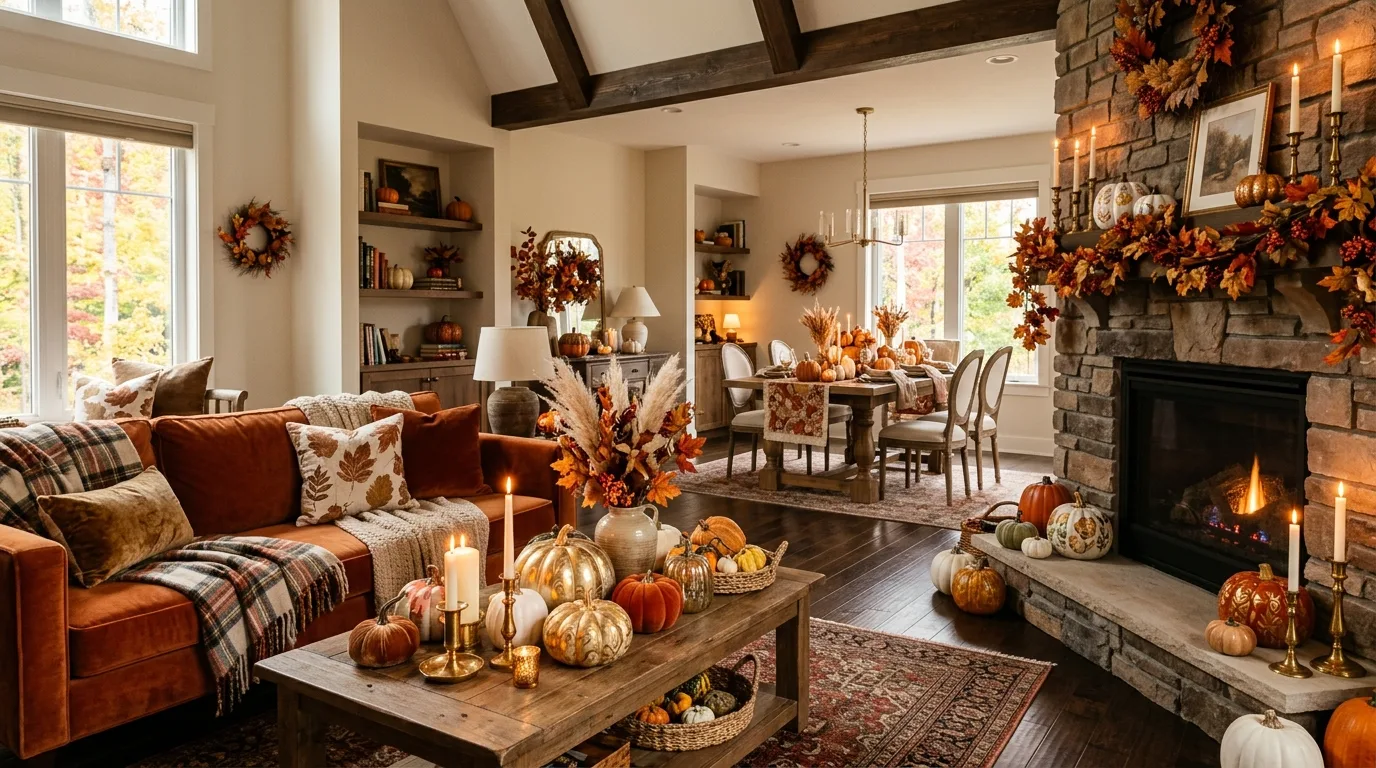 Let the pumpkins suit your home's style for 14 No-Carve Pumpkin Decorating Ideas for Elegant Fall Style