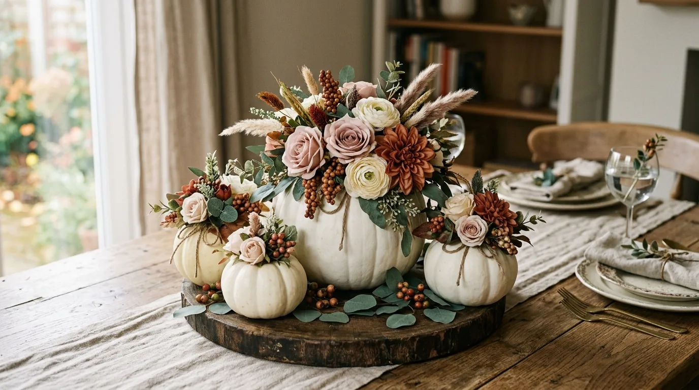 Try monochrome painted sets for 14 No-Carve Pumpkin Decorating Ideas for Elegant Fall Style
