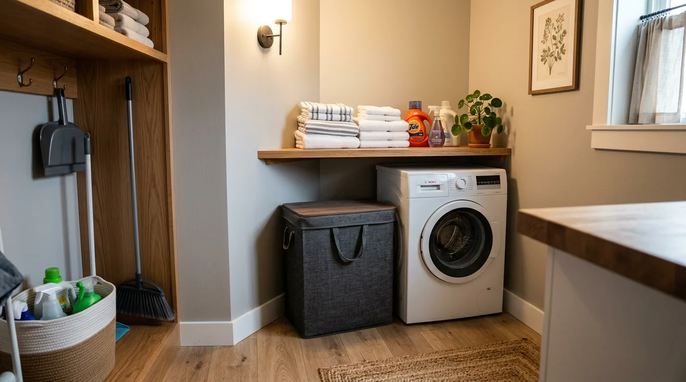 Contain laundry more neatly for 12 Ways to Organize a Small Bedroom Without Buying New Furniture