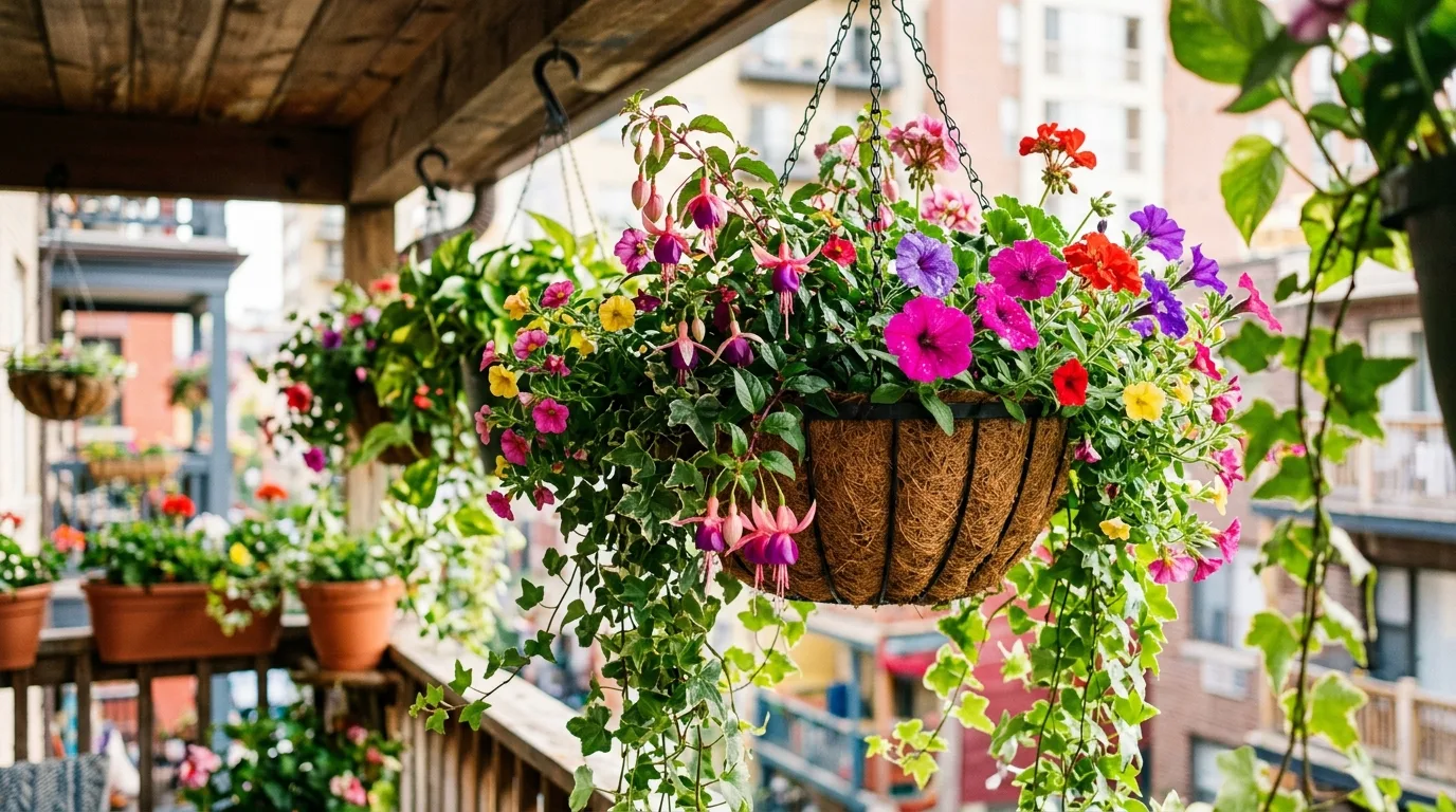 Use hanging greenery to save space for 13 Outdoor Balcony Ideas for a Fresh Air Escape