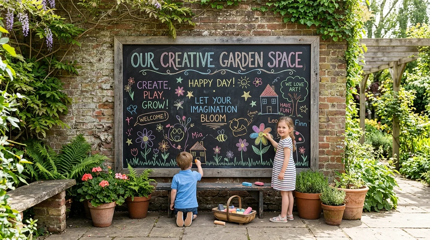 Add something interactive like a chalkboard wall for 14 Inspiring Outdoor Wall Design Ideas for a Gorgeous Focal Point