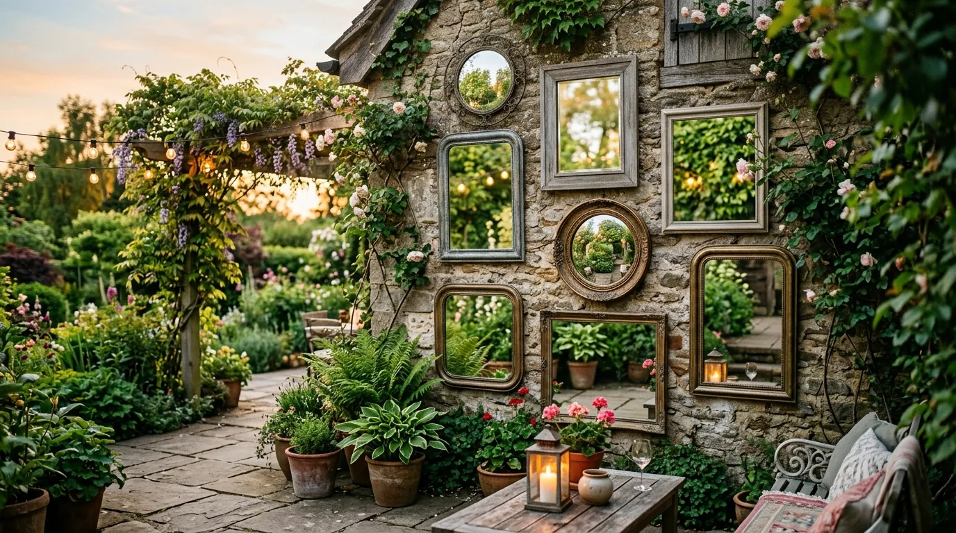 Use mirrors to expand the space visually for 14 Inspiring Outdoor Wall Design Ideas for a Gorgeous Focal Point