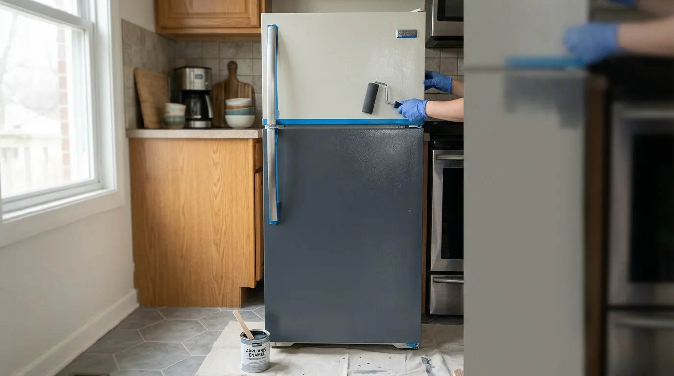 Enamel paint helps with durability for 10 Genius Hack to Paint a Washer and Dryer for a Laundry Room Refresh