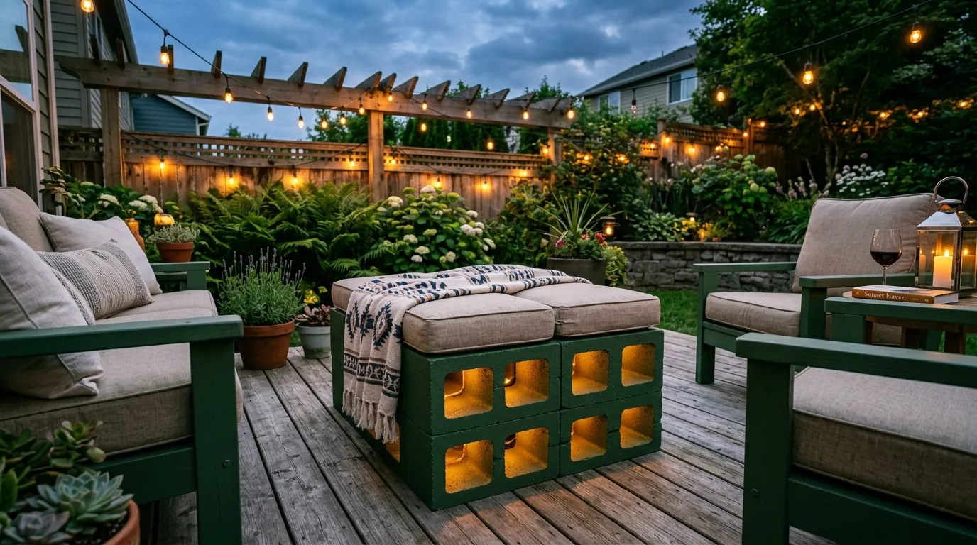 Use them as side tables for 11 Genius Painted Cinder Block Ideas for Outdoor Furniture