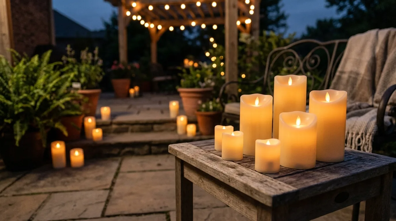 Scatter battery candles for warmth for 12 Magical Patio Lighting Ideas for Evening Ambiance