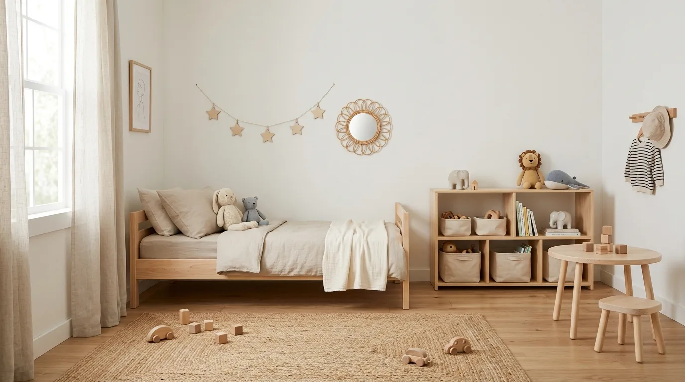 Create open play space on the floor for 11 Playful Toddler Bedroom Ideas for Safe and Fun Play