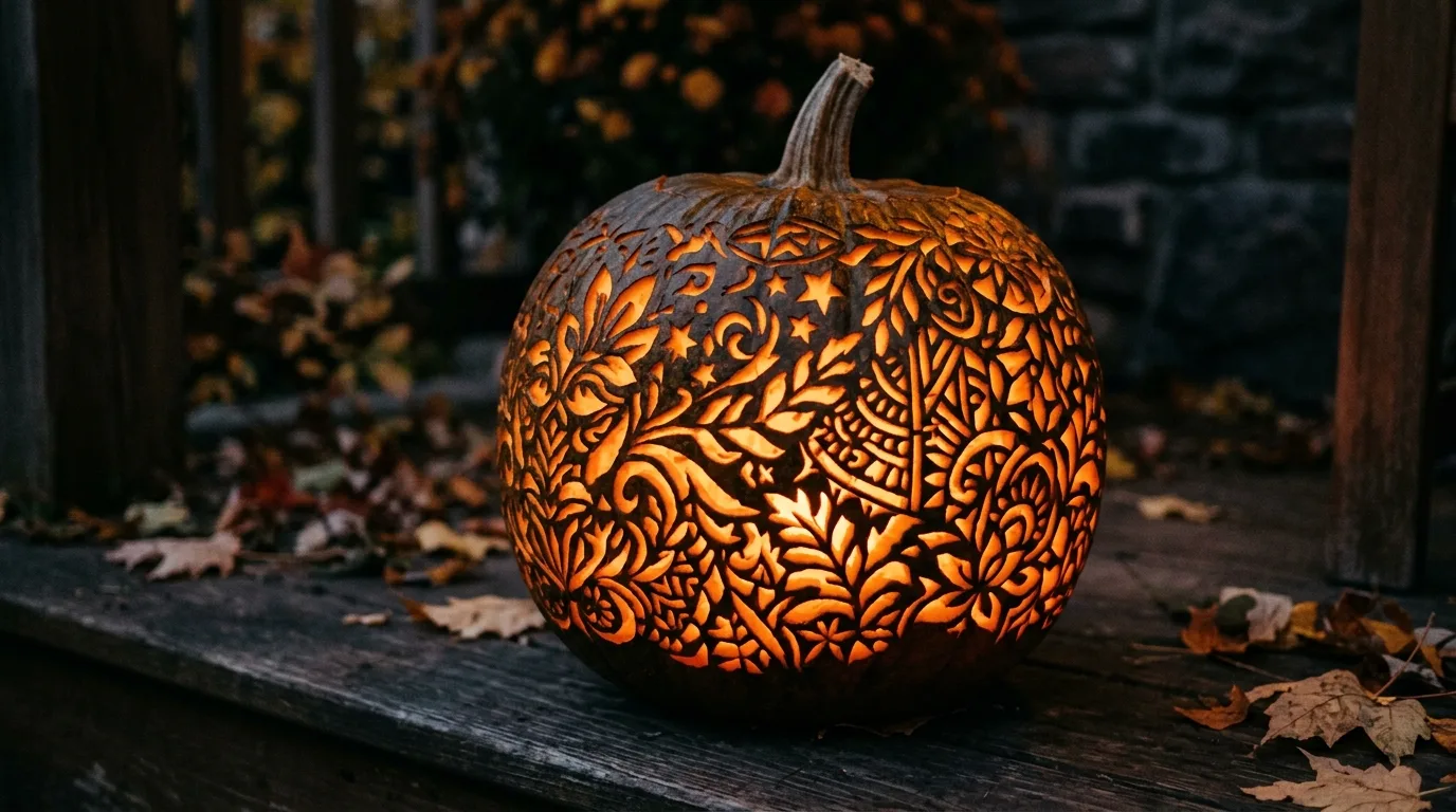 Light them with warm LEDs for 14 Unique Pumpkin Carving Ideas That Go Beyond a Basic Face