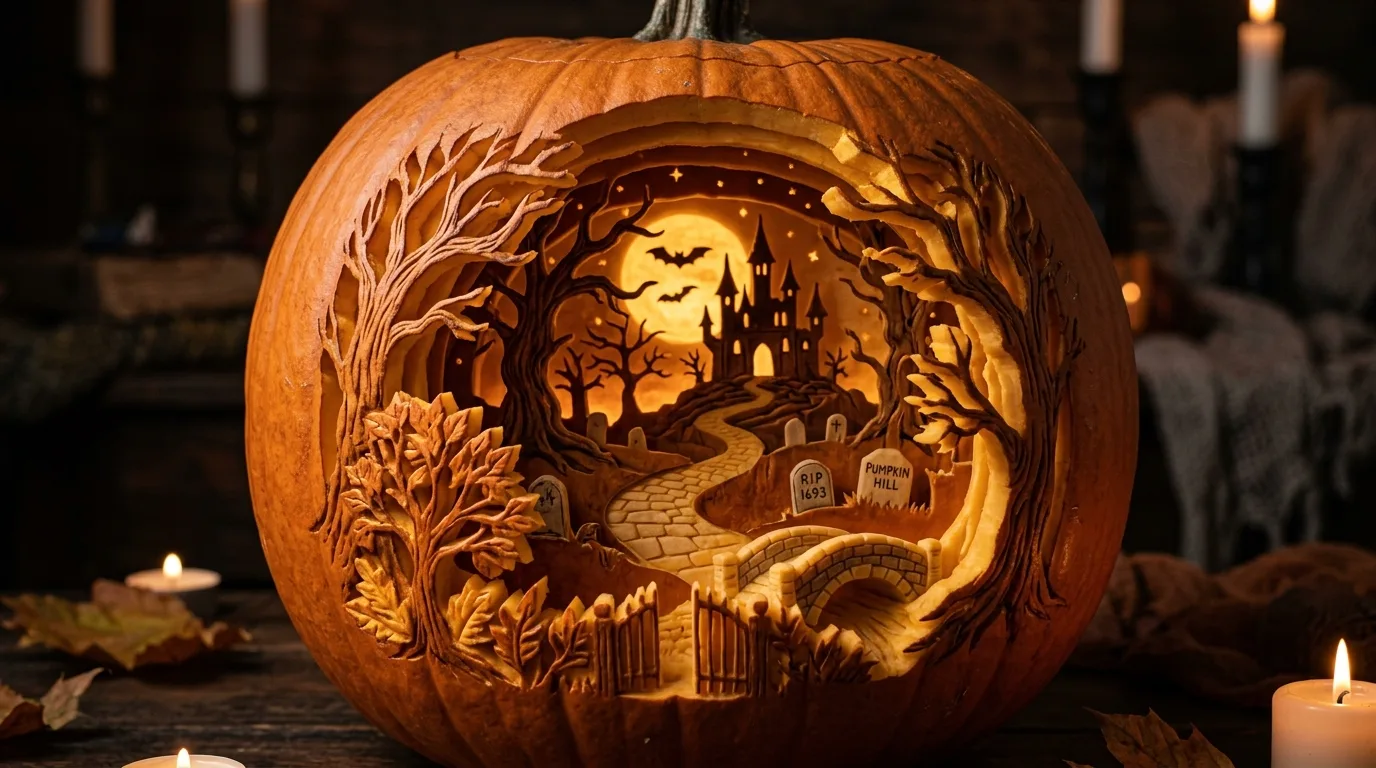 Create stacked pumpkin totems for 14 Unique Pumpkin Carving Ideas That Go Beyond a Basic Face