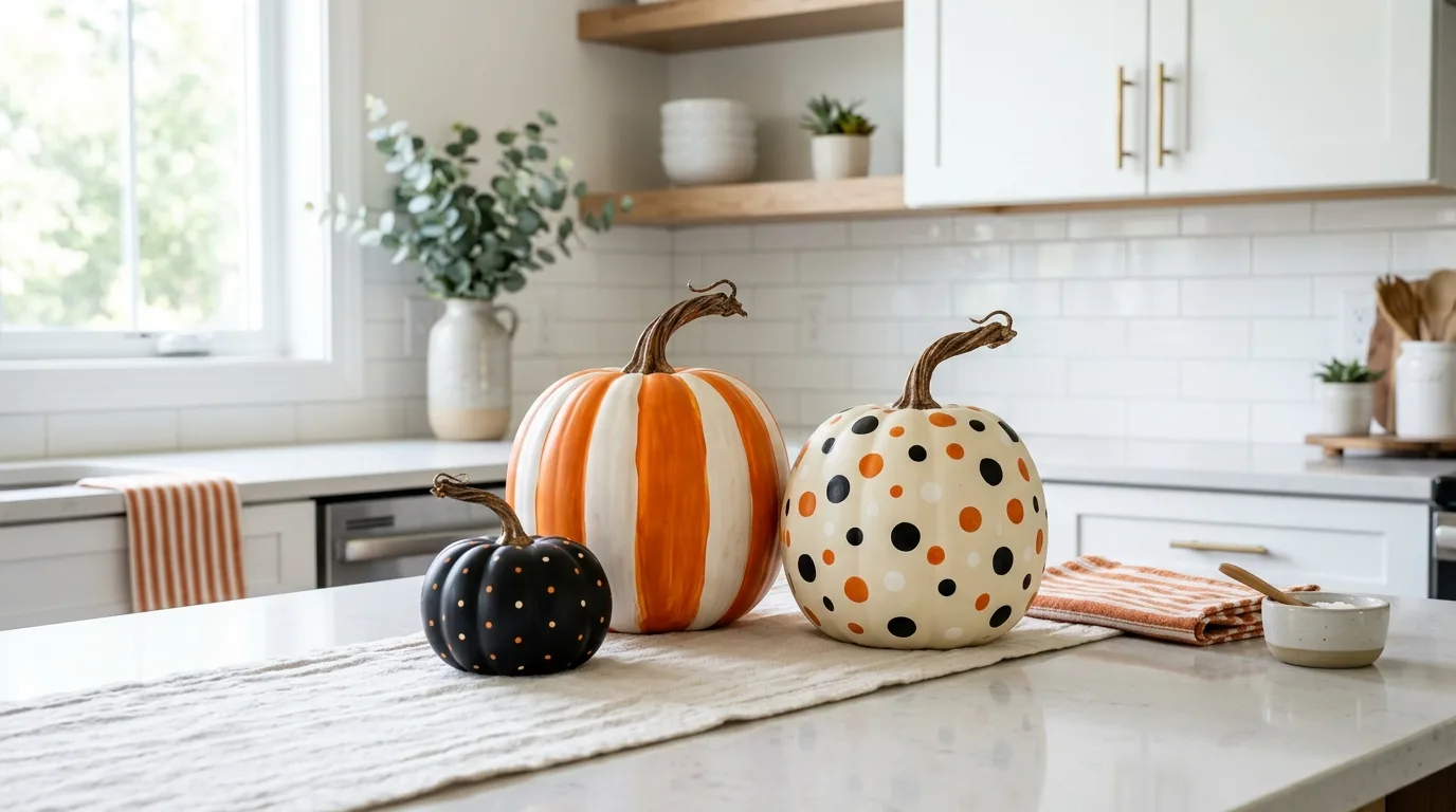 Try metallic stripes or drips for 13 Easy Pumpkin Painting Ideas for No-Mess Halloween Fun