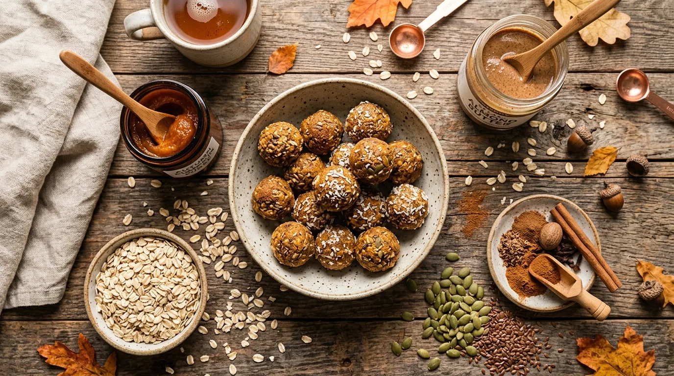 Mix in warm fall spices for 12 Healthy Pumpkin Protein Balls for a Fall Energy Boost