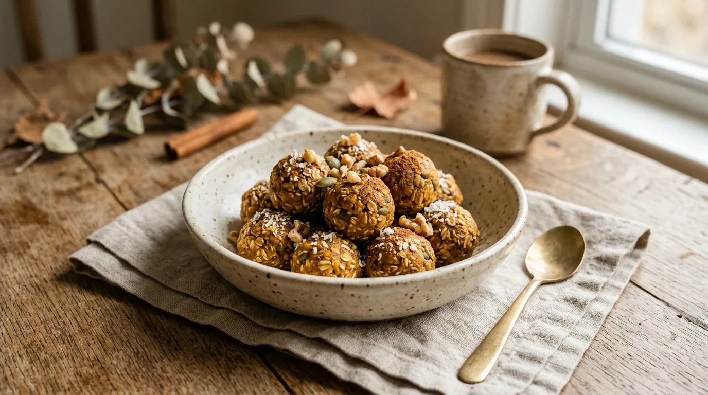 Use protein powder that blends well for 12 Healthy Pumpkin Protein Balls for a Fall Energy Boost