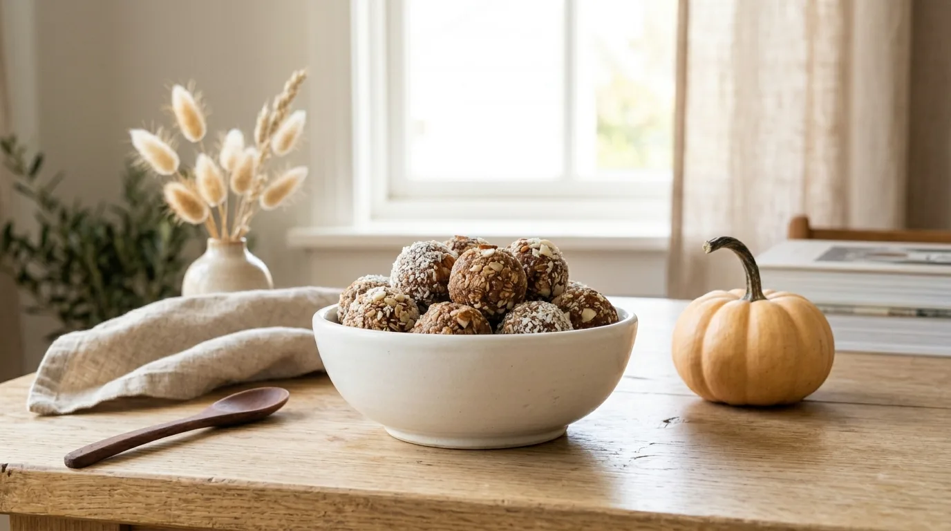 Try mini chocolate chips for 12 Healthy Pumpkin Protein Balls for a Fall Energy Boost