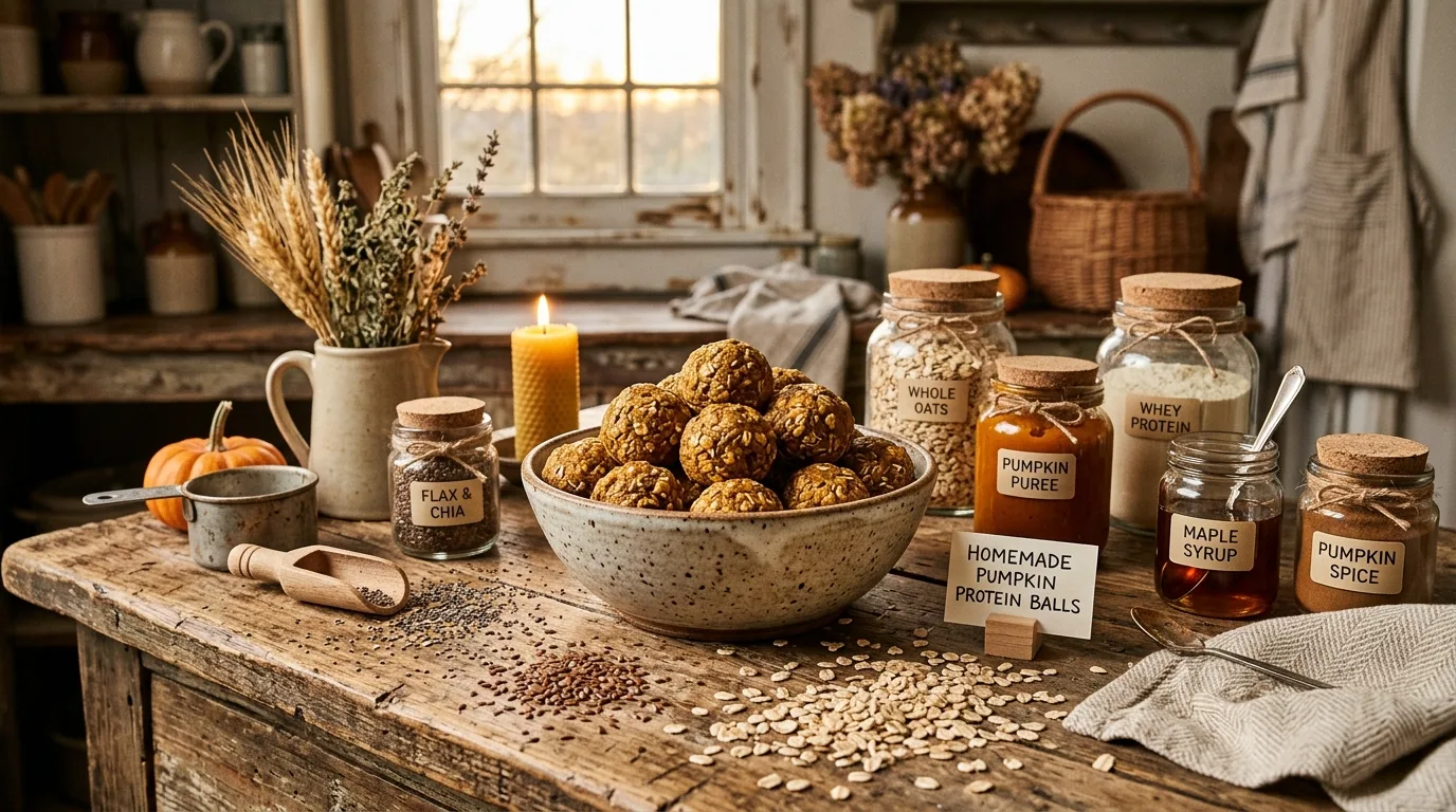 Chill before serving for 12 Healthy Pumpkin Protein Balls for a Fall Energy Boost