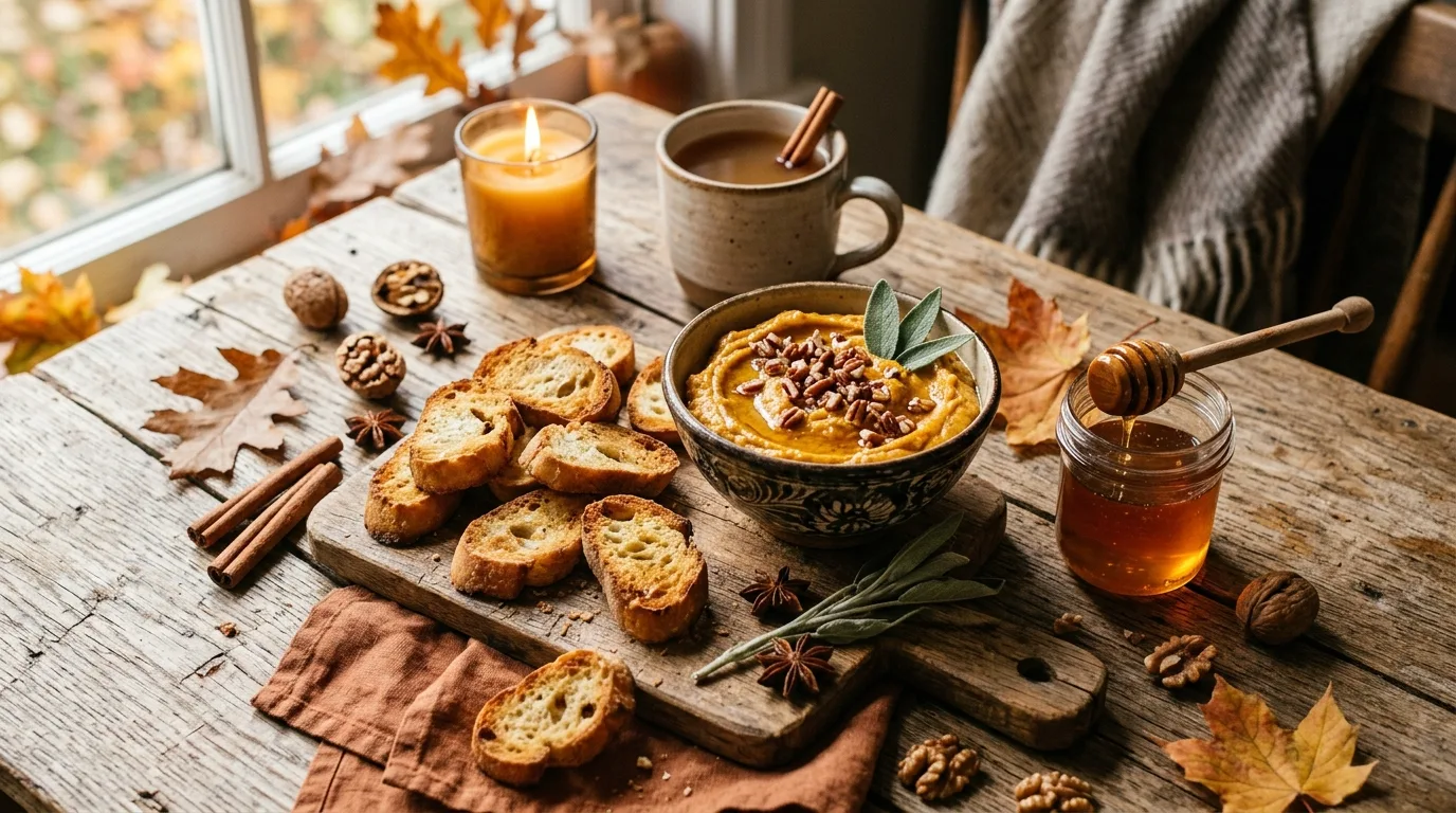 Serve them on a wood board for 10 Unique Pumpkin Spice Crostini Appetizer for Autumn Parties
