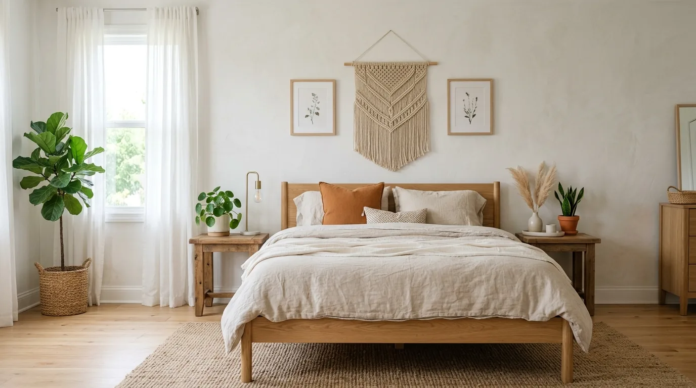 Use earthy colors as the foundation for 13 Relaxed Boho Bedroom Ideas for a Laid-Back Vibe