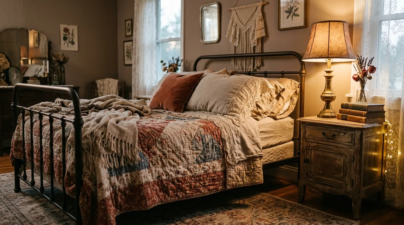 Keep the furniture shapes simple for 13 Relaxed Boho Bedroom Ideas for a Laid-Back Vibe