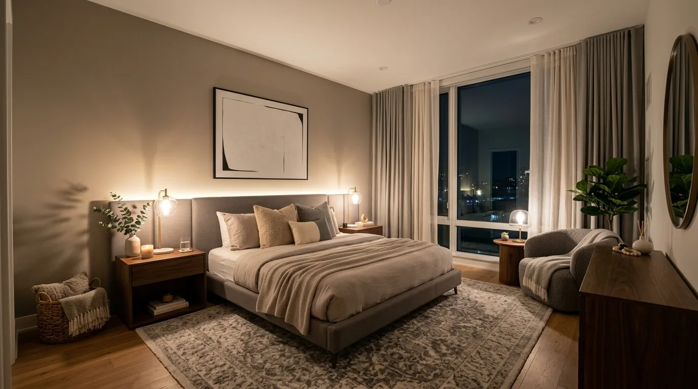 Bring in texture through curtains and rugs for 13 Romantic Bedroom Ideas for Couples to Share Together