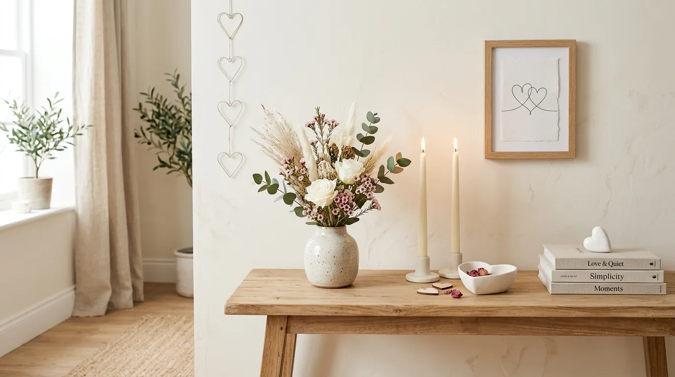 Style a coffee table or tray vignette for 13 Romantic Valentine's Day Decor Ideas for a Love-Filled Home