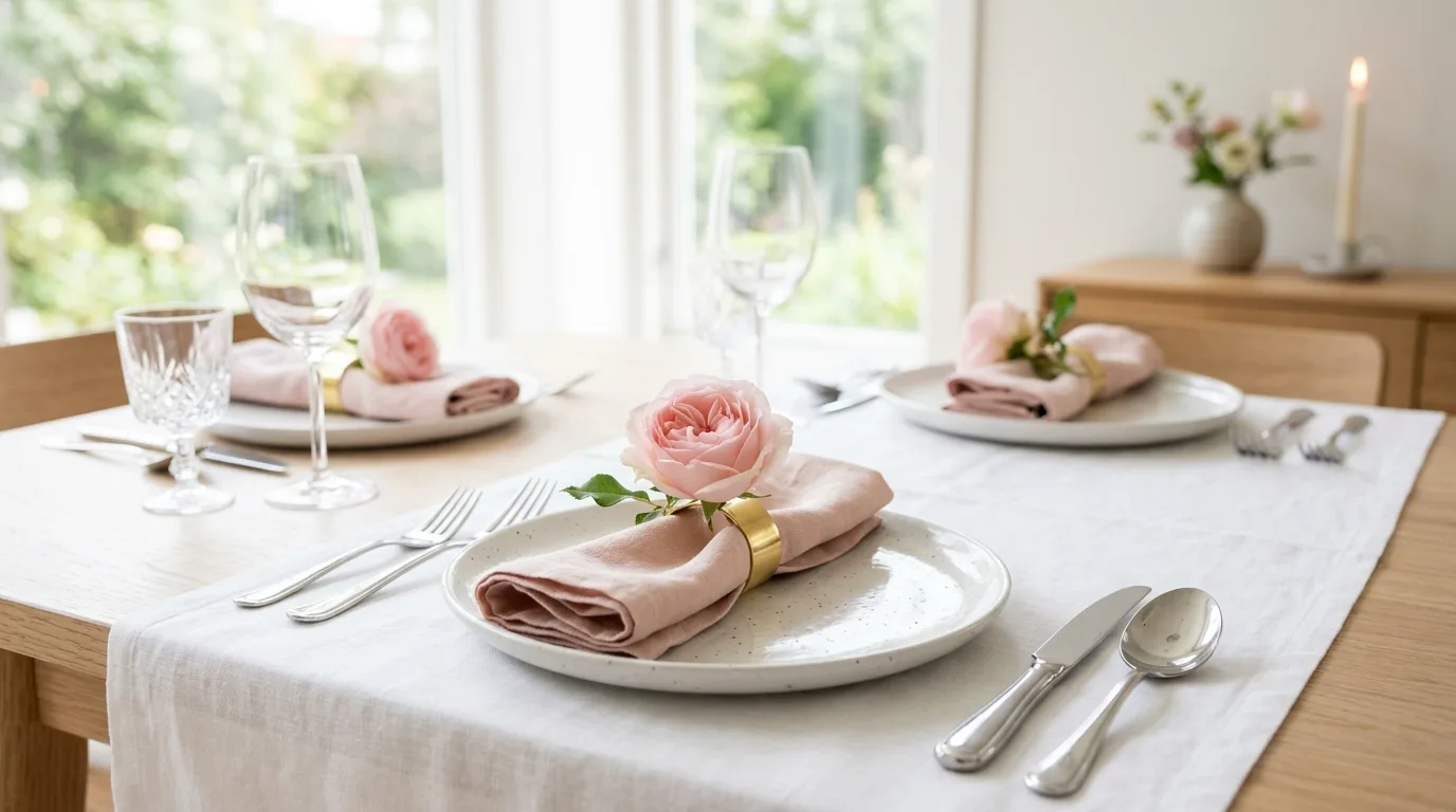 Add a low floral arrangement for 10 Romantic Valentine's Day Table Decor Ideas for Date Night In