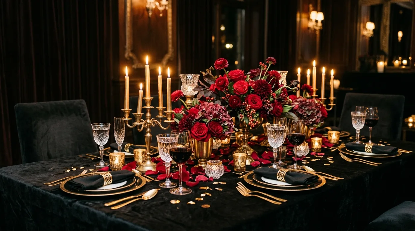 Use nice glasses and dinnerware for 10 Romantic Valentine's Day Table Decor Ideas for Date Night In