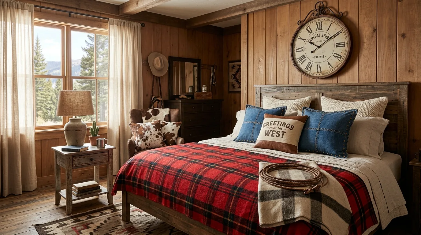 Let one wall carry the theme for 13 Rustic Cowgirl Bedroom Ideas with Western Flair