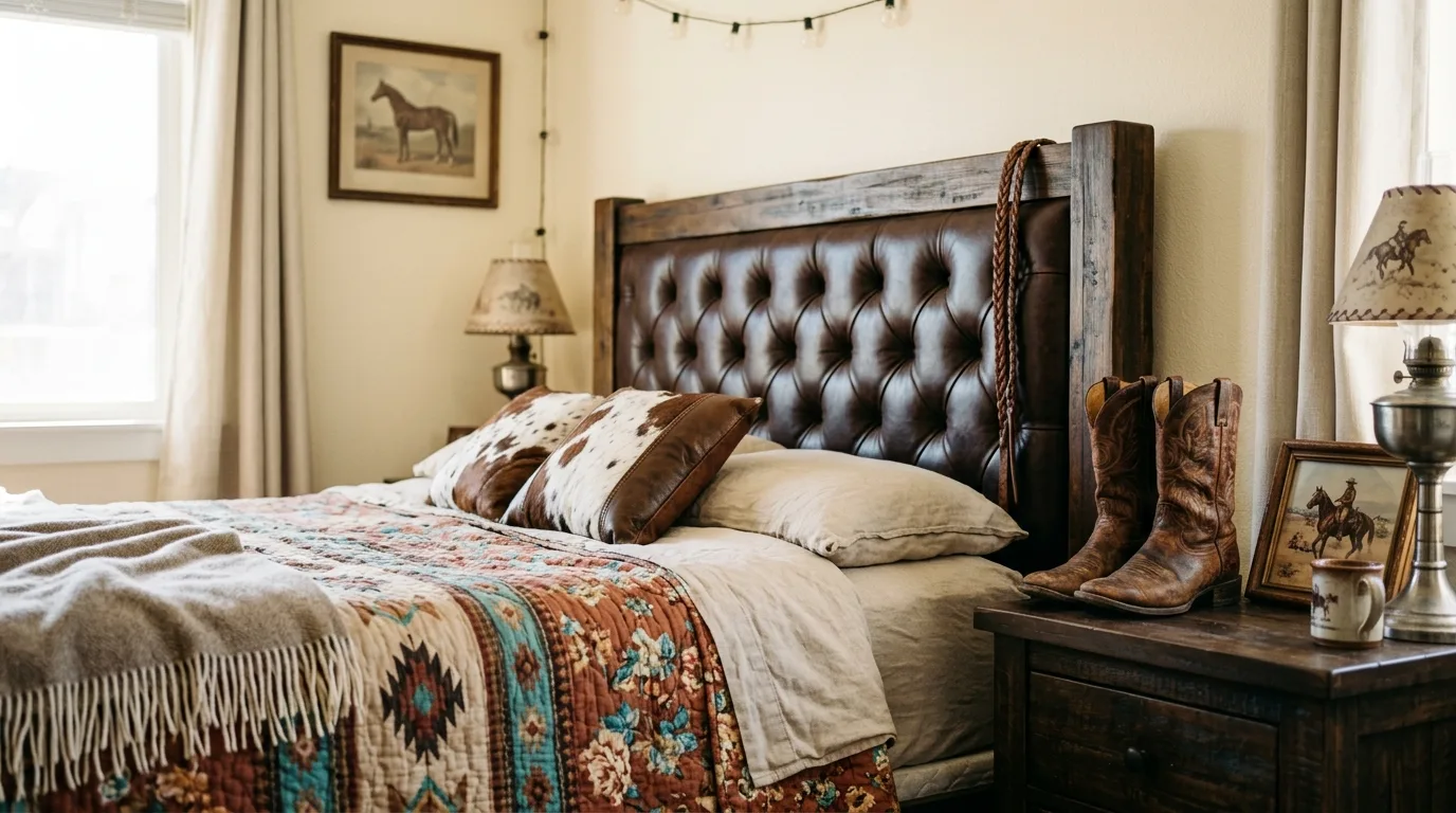 Bring in plaid and cowhide carefully for 13 Rustic Cowgirl Bedroom Ideas with Western Flair