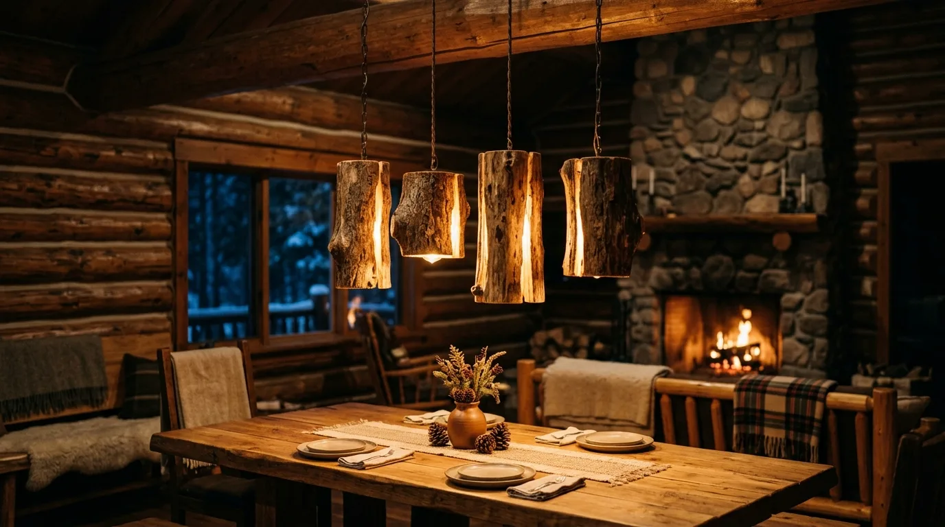 Use logs in lighting projects for 12 Rustic DIY Wood Log Ideas for Cozy Cabin Accents