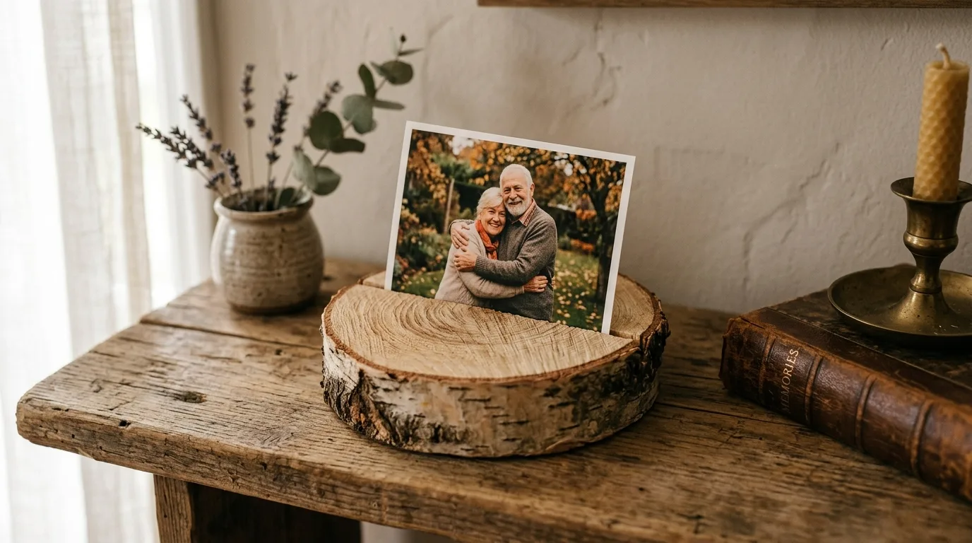 Make a photo holder or place card stand for 12 Rustic DIY Wood Log Ideas for Cozy Cabin Accents