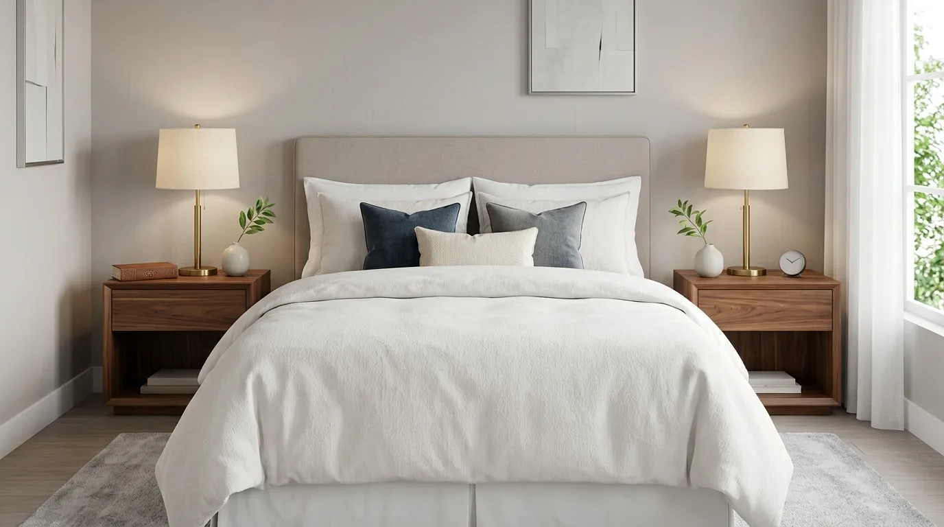 Matching stands suit a hotel-style mood for 12 Helpful Tips on Whether Bedroom Nightstands Should Match