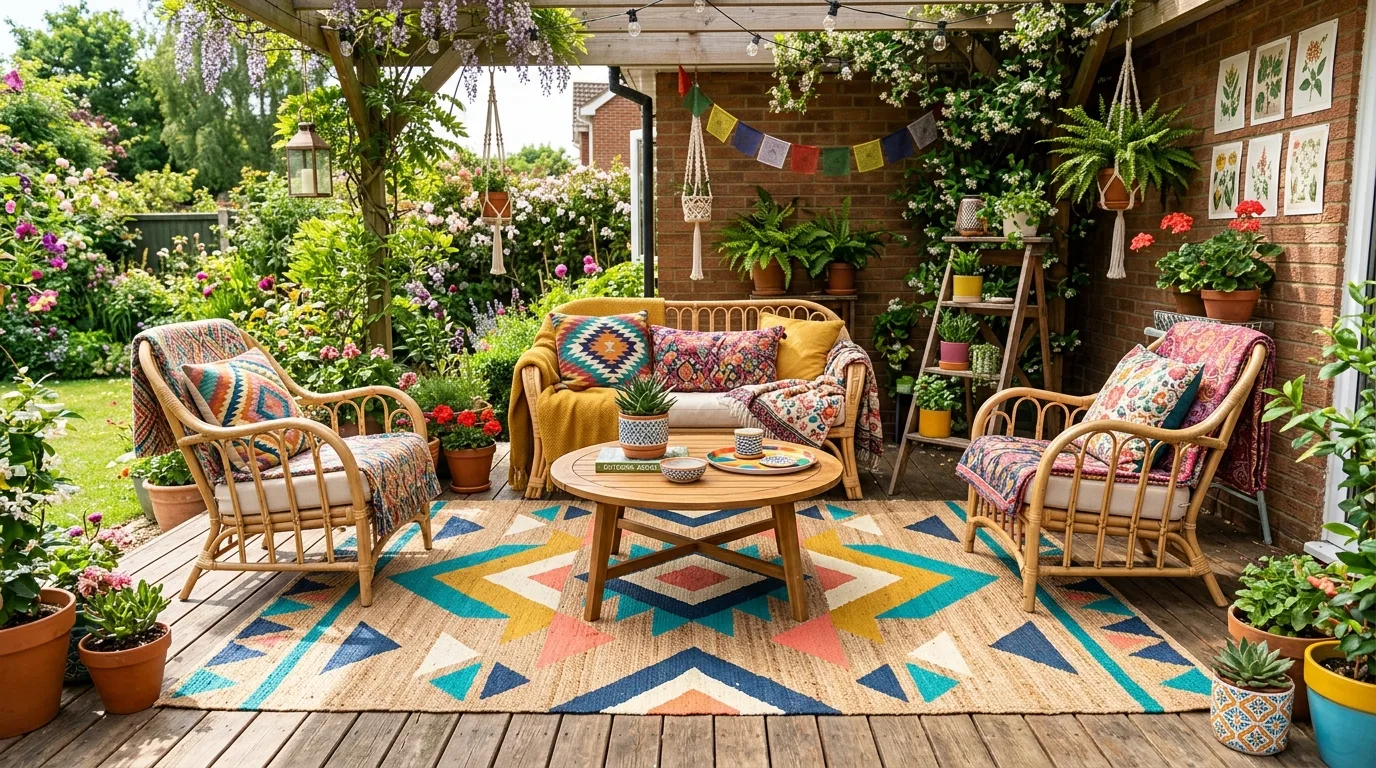 Try a painted outdoor rug effect for 10 Simple DIY Patio Decoration Ideas for a Summer Refresh