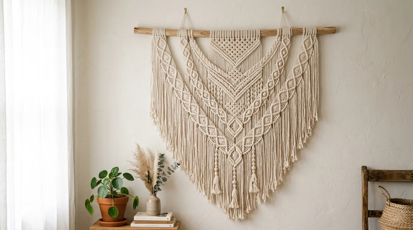 Make a macrame-inspired piece for 13 Simple DIY Wall Hanging Ideas to Fill Empty Walls