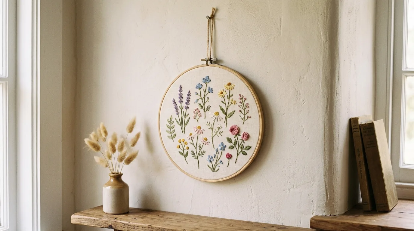 Use embroidery hoops creatively for 13 Simple DIY Wall Hanging Ideas to Fill Empty Walls