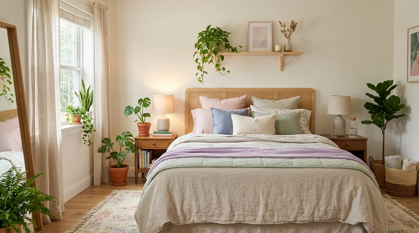 Bring in greenery or fresh stems for 12 Chic Single Woman Bedroom Ideas to Celebrate Independence