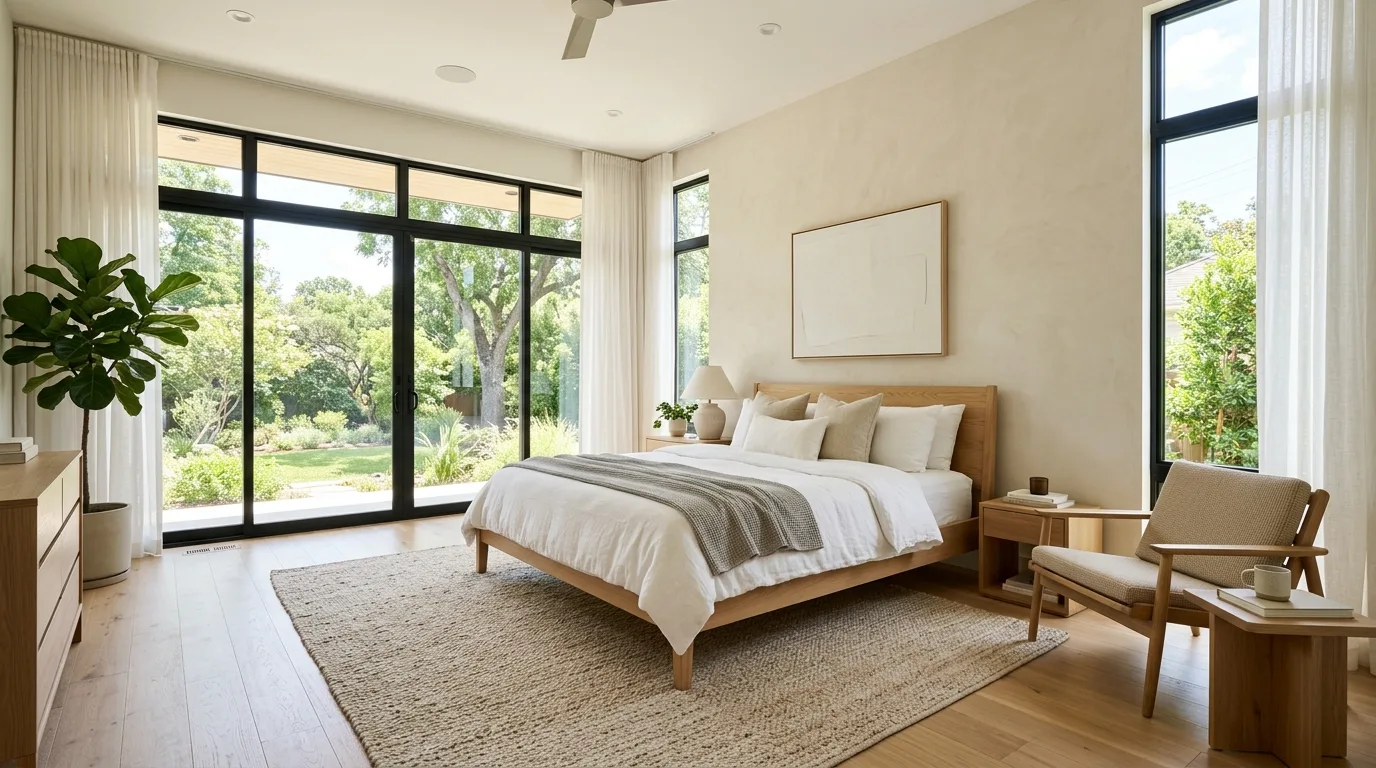 Bring in natural light as part of the design for 10 Sleek Modern Bedroom Ideas for a Minimalist Vibe