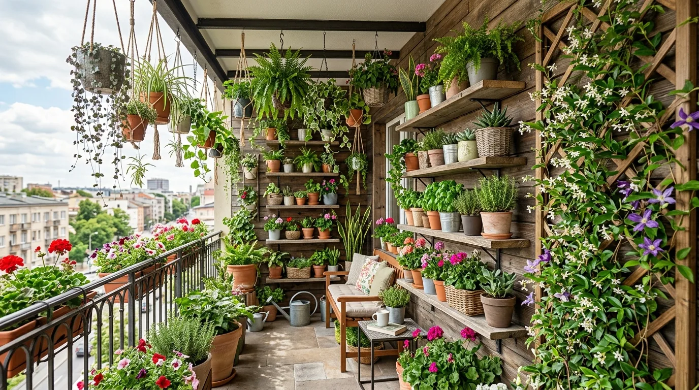 Grow upward with a vertical garden for 10 Small Balcony Ideas to Create a Tiny Urban Oasis