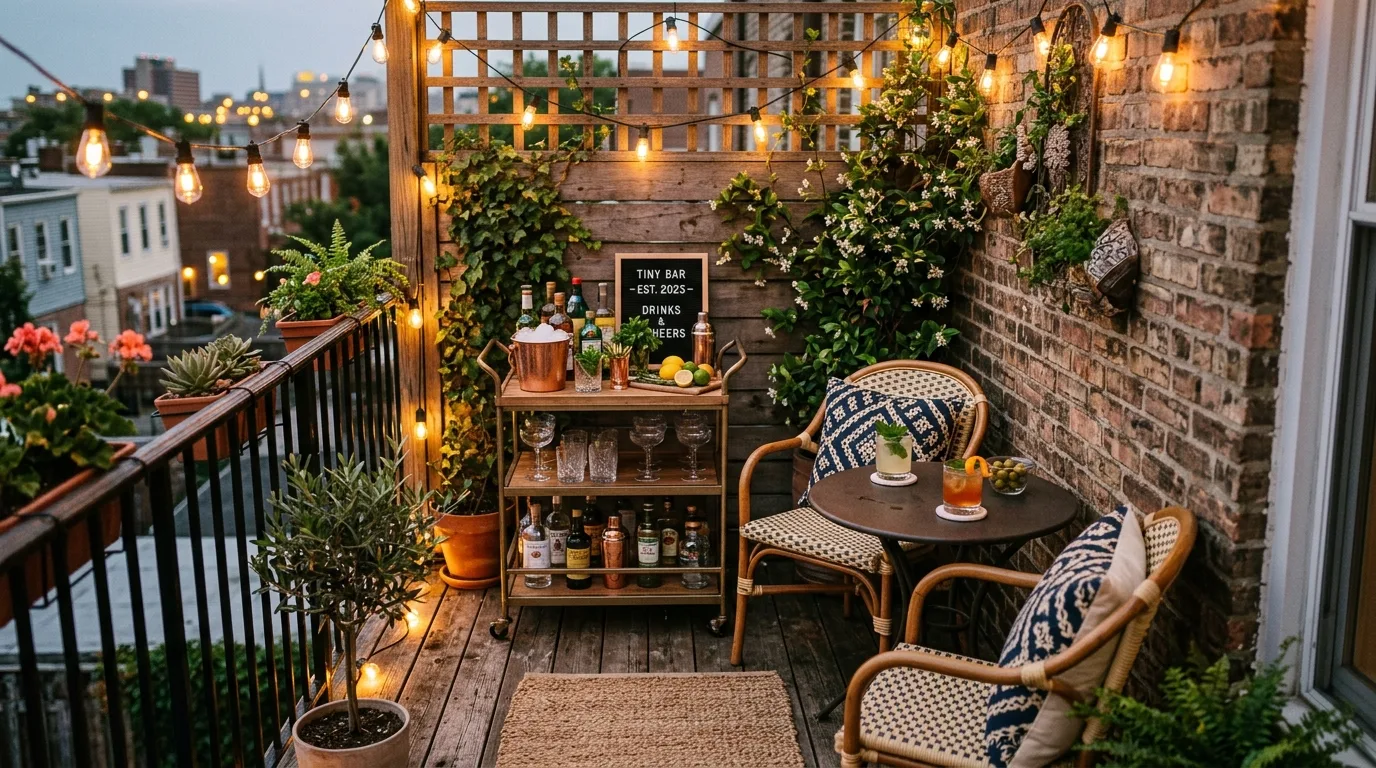 Set up a tiny outdoor bar if you love hosting for 10 Small Balcony Ideas to Create a Tiny Urban Oasis