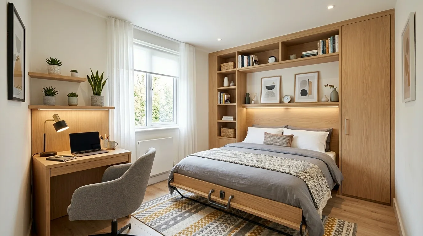 Use curtains to lift the eye for 12 Small Bedroom Ideas That Maximize Style and Storage