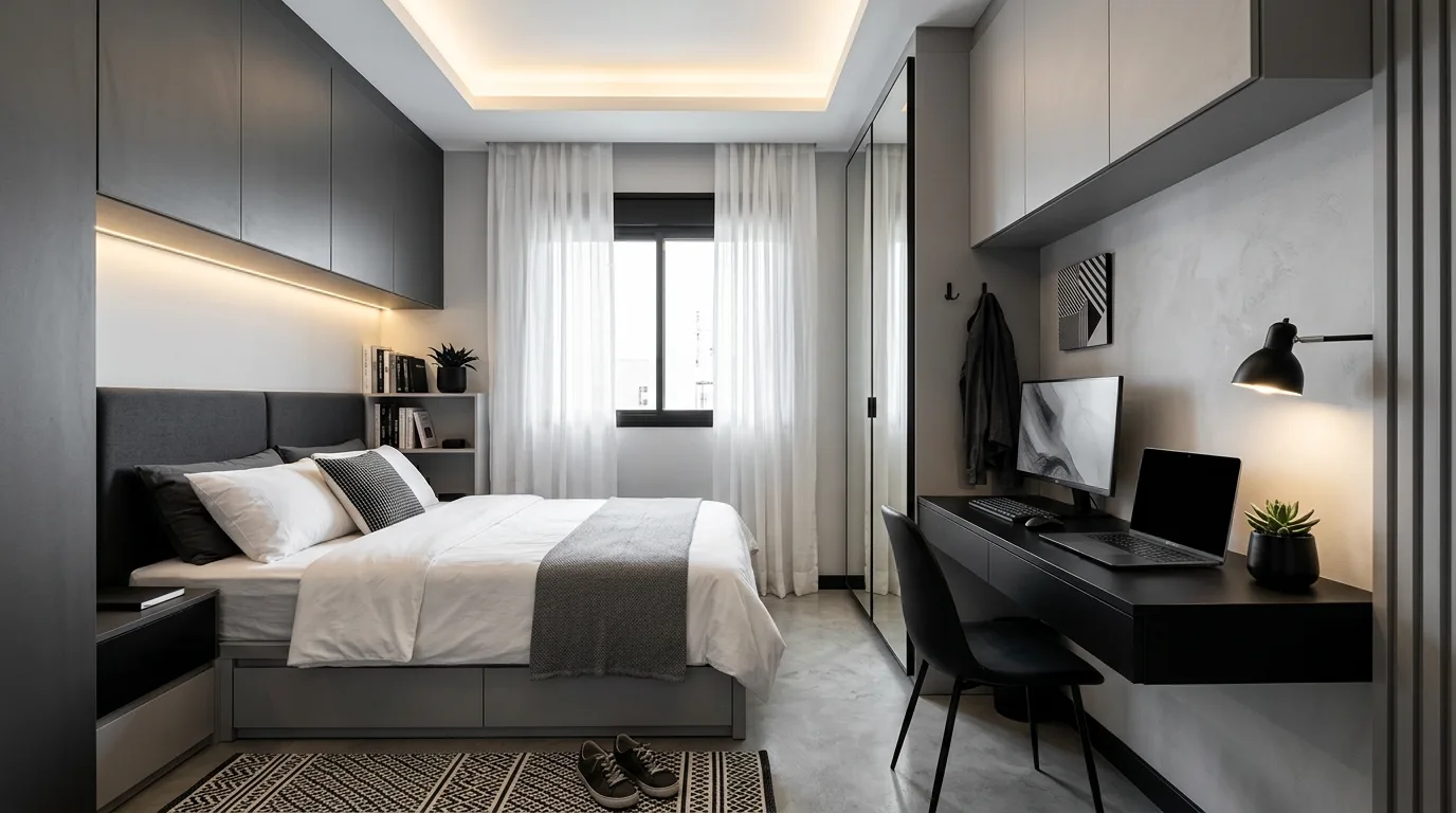 Add mirrors to bounce light for 12 Small Bedroom Ideas That Maximize Style and Storage