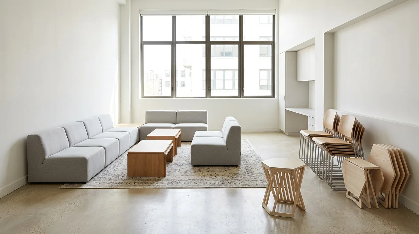 Keep flexible pieces nearby for 13 Genius Ways to Maximize Small Living Room Decor and Layout