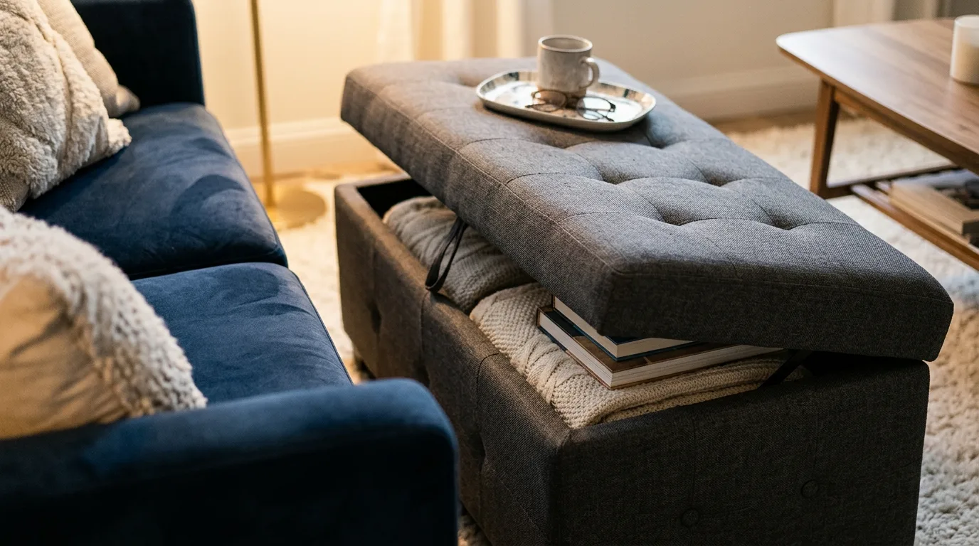 Choose furniture that multitasks for 13 Genius Ways to Maximize Small Living Room Decor and Layout