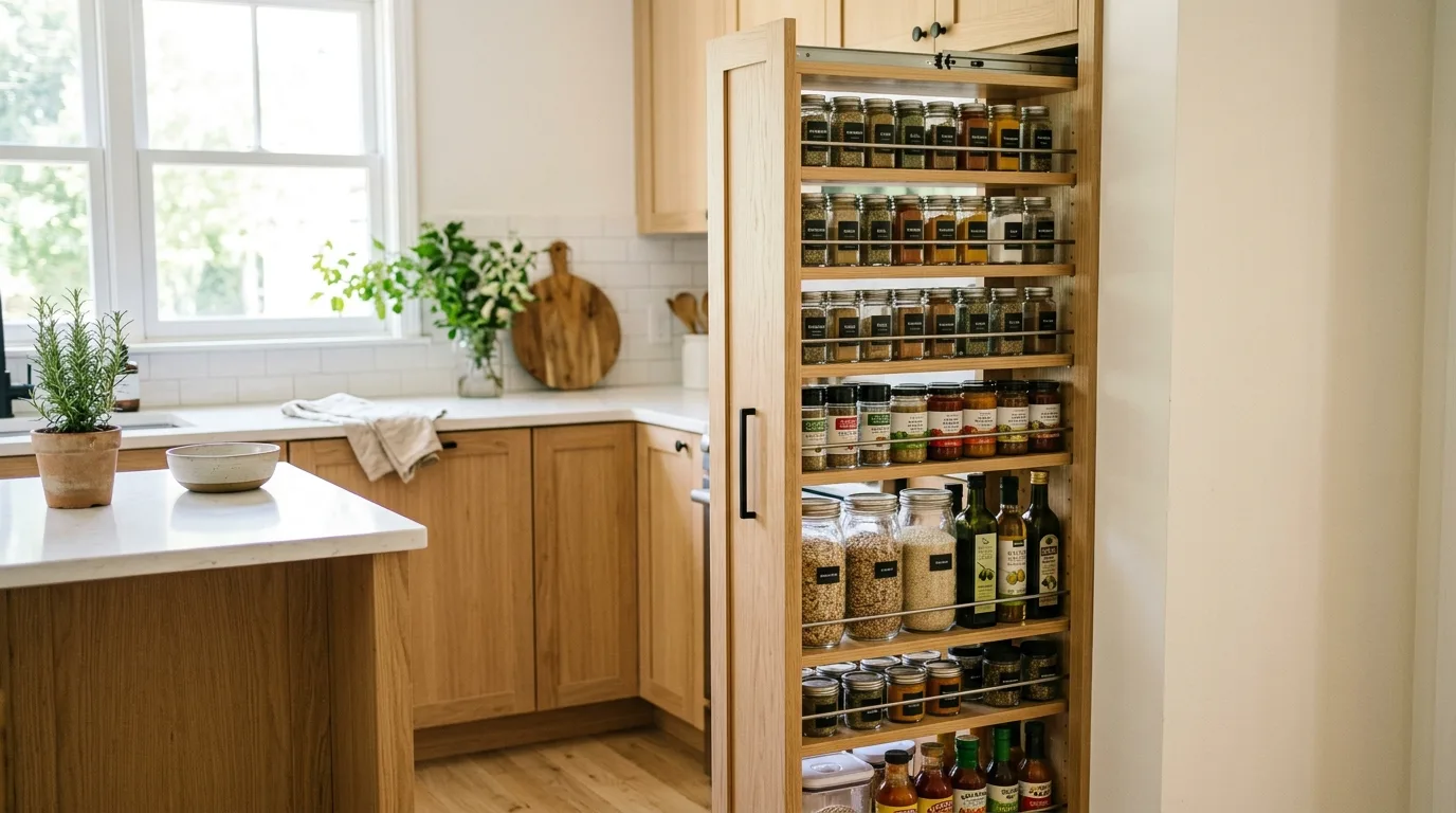 Add door storage for smaller items for 12 Efficient Small Walk-In Pantry Ideas for Maximum Storage