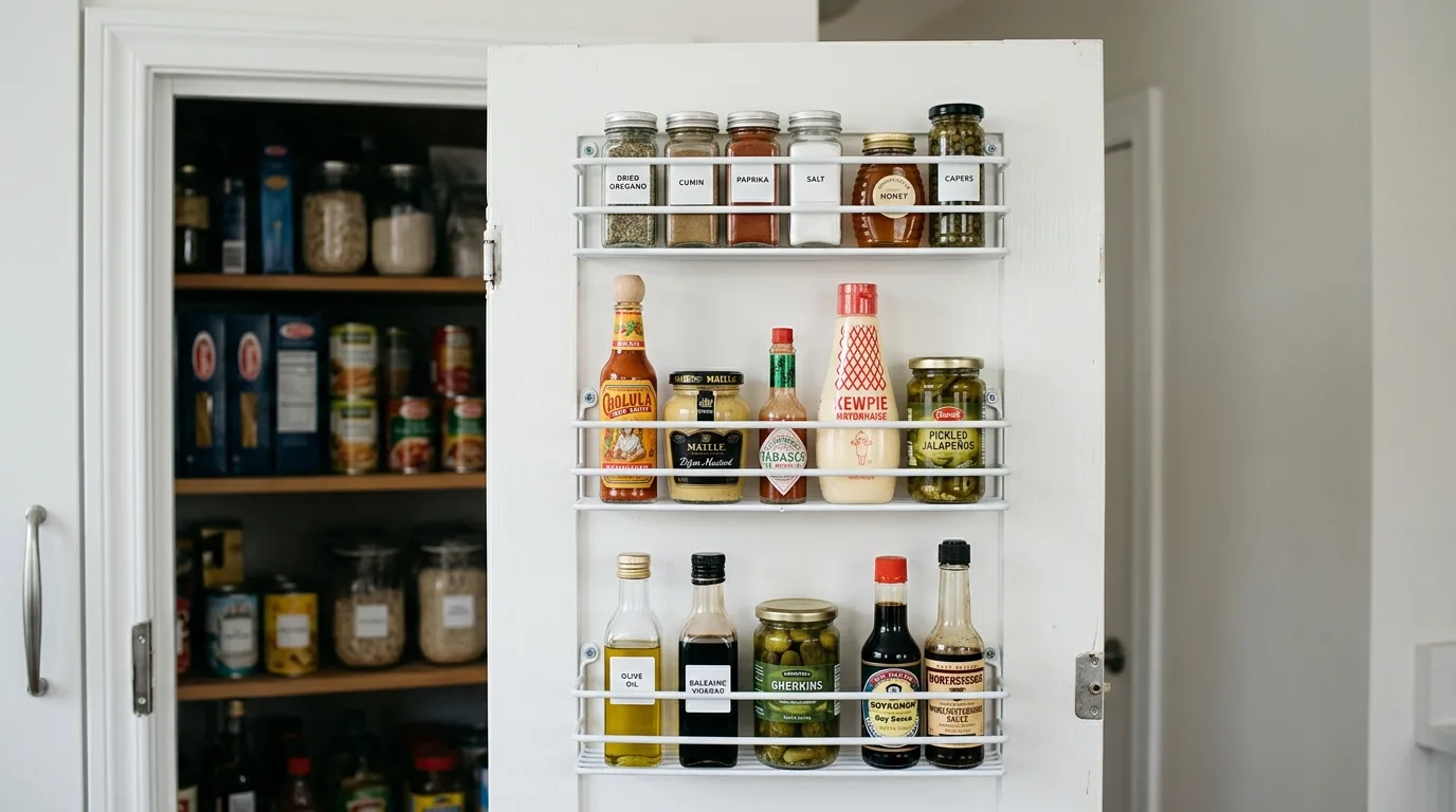 Add risers for cans and jars for 12 Efficient Small Walk-In Pantry Ideas for Maximum Storage