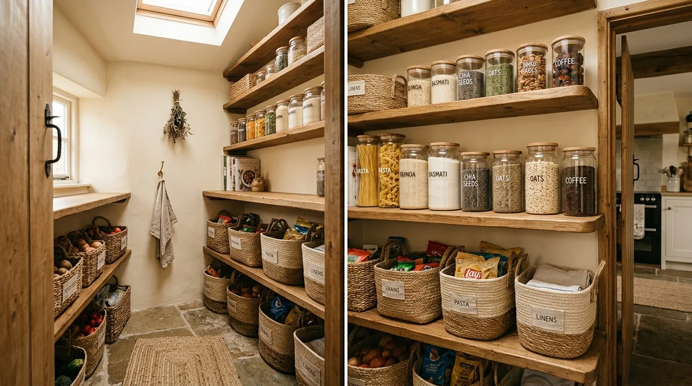 Store heavier items lower for 12 Efficient Small Walk-In Pantry Ideas for Maximum Storage