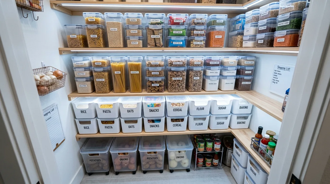 Decant dry goods when it helps for 12 Efficient Small Walk-In Pantry Ideas for Maximum Storage